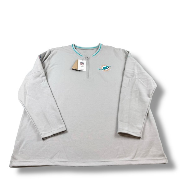 NWT Nike NFL On-Field Miami Dolphins Gray Dri-Fit 1/4 Zip Pullover Mens 2XL